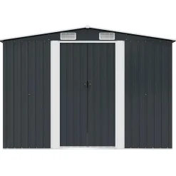 vidaXL opbevaringsskur til haven 257x205x178 cm stål antracitgrå