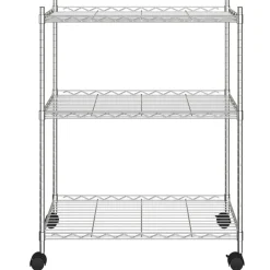 vidaXL opbevaringsstativ med 3 hylder og hjul 60x35x81 cm 150 kg krom