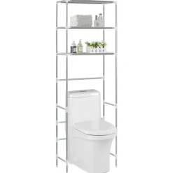 vidaXL opbevaringsstativ med 3 hylder 53x28x169 cm sølvfarvet