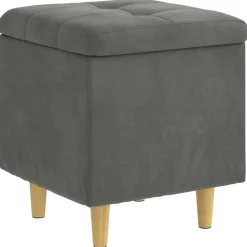 vidaXL Opbevaringstomane med pude Mørkegrå 40 x 40 x 45 cm Fløjl