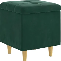 vidaXL Opbevaringstomane med pude Mørkegrøn 40 x 40 x 45 cm Fløjl