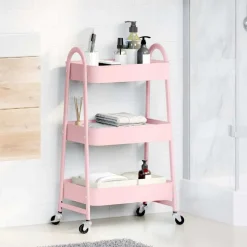 vidaXL opbevaringsvogn 3-lags pink 42x41,5x77 cm stål