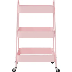 vidaXL opbevaringsvogn 3-lags pink 42x41,5x77 cm stål