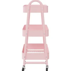 vidaXL opbevaringsvogn 3-lags pink 42x41,5x77 cm stål