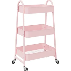 vidaXL opbevaringsvogn 3-lags pink 42x41,5x77 cm stål