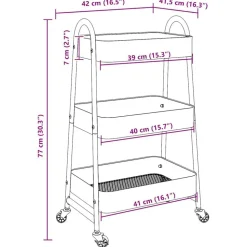 vidaXL opbevaringsvogn 3-lags pink 42x41,5x77 cm stål