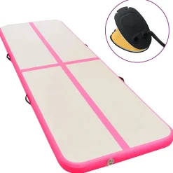 vidaXL oppustelig gymnastikmåtte med pumpe 300 x 100 x 10 cm PVC Pink