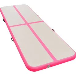 vidaXL oppustelig gymnastikmåtte med pumpe 300 x 100 x 10 cm PVC Pink