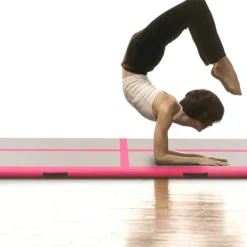 vidaXL oppustelig gymnastikmåtte med pumpe 300 x 100 x 10 cm PVC Pink