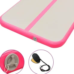 vidaXL oppustelig gymnastikmåtte med pumpe 300 x 100 x 10 cm PVC Pink