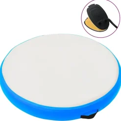 vidaXL oppustelig gymnastikmåtte med pumpe 100x100x10 cm PVC blå