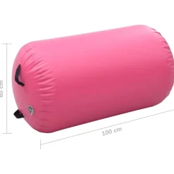 vidaXL oppustelig gymnastikrulle med pumpe 100x60 cm PVC lyserød