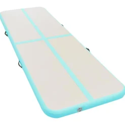 vidaXL oppustelig gymnastikmåtte med pumpe 300 x 100 x 10 cm PVC grøn