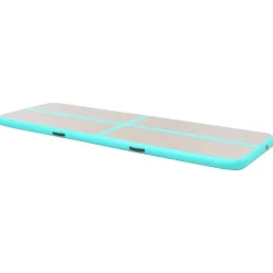 vidaXL oppustelig gymnastikmåtte med pumpe 300 x 100 x 10 cm PVC grøn