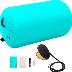vidaXL oppustelig gymnastikrulle med pumpe 100x60 cm PVC grøn