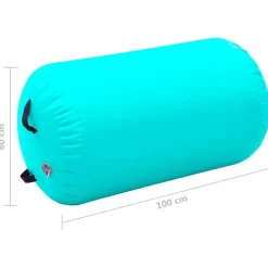 vidaXL oppustelig gymnastikrulle med pumpe 100x60 cm PVC grøn