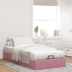 vidaXL osmannisk sengeramme uden madras 80x200 cm fløjl lyserød