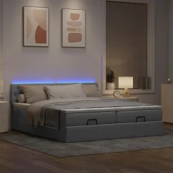 vidaXL osmannisk sengeramme med madrasser 160x200 cm stof lysegrå