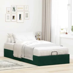 vidaXL osmannisk sengeramme uden madras 80x200 cm fløjl mørkegrøn