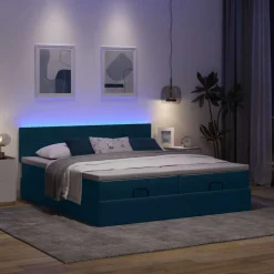 vidaXL osmannisk sengeramme med madrasser 160x200 cm fløjl mørkeblå