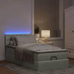 vidaXL osmannisk sengeramme med madras 80x200 cm fløjl lysegrå