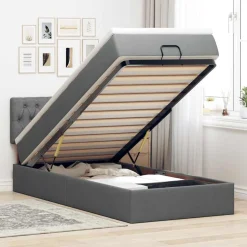 vidaXL ottoman seng med madras & LEDs 80x200 cm stof mørkegrå