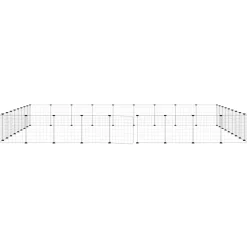vidaXL 36-panels kæledyrsindhegning med låge 35x35 cm stål sort