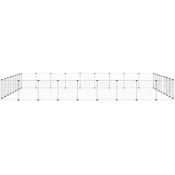 vidaXL 36-panels kæledyrsindhegning med låge 35x35 cm stål sort
