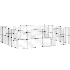 vidaXL 52-panels kæledyrsindhegning med låge 35x35 cm stål sort