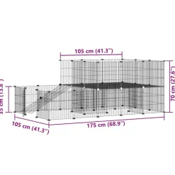 vidaXL 44-panels kæledyrsindhegning med låge 35x35 cm stål sort