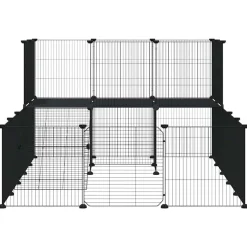 vidaXL 36-panels kæledyrsindhegning med låge 35x35 cm stål sort