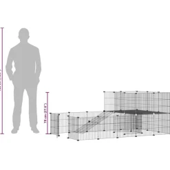 vidaXL 36-panels kæledyrsindhegning med låge 35x35 cm stål sort