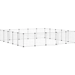 vidaXL 20-panels kæledyrsindhegning med låge 35x35 cm stål sort
