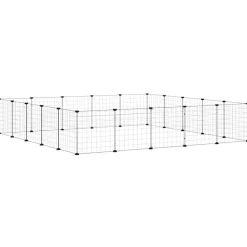 vidaXL 20-panels kæledyrsindhegning med låge 35x35 cm stål sort