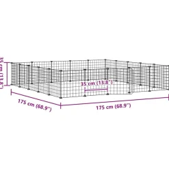 vidaXL 20-panels kæledyrsindhegning med låge 35x35 cm stål sort