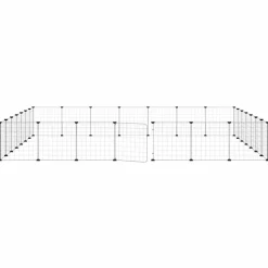 vidaXL 28-panels kæledyrsindhegning med låge 35x35 cm stål sort
