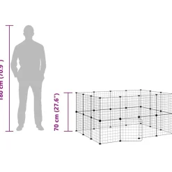 vidaXL 28-panels kæledyrsindhegning med låge 35x35 cm stål sort
