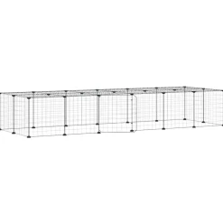 vidaXL 28-panels kæledyrsindhegning med låge 35x35 cm stål sort
