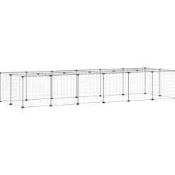vidaXL 28-panels kæledyrsindhegning med låge 35x35 cm stål sort