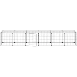 vidaXL 28-panels kæledyrsindhegning med låge 35x35 cm stål sort