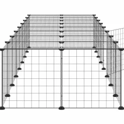vidaXL 36-panels kæledyrsindhegning med låge 35x35 cm stål sort