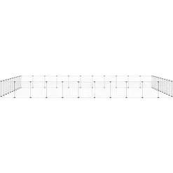 vidaXL 44-panels kæledyrsindhegning med låge 35x35 cm stål sort