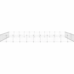 vidaXL 44-panels kæledyrsindhegning med låge 35x35 cm stål sort