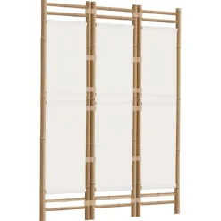 vidaXL 3-panels rumdeler 120 cm foldbar bambus og kanvas