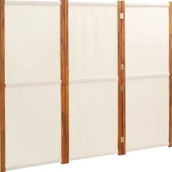 vidaXL 3-panels rumdeler 210x180 cm cremefarvet