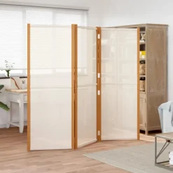 vidaXL 3-panels rumdeler 210x180 cm cremefarvet