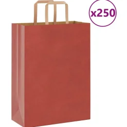 vidaXL papirposer 250 stk. med håndtag 26x12x35 cm rød