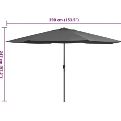 vidaXL parasol 390 cm metalstang antracitgrå