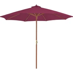 vidaXL parasol 300 cm træstang bordeauxrød
