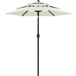 vidaXL parasol 2 m aluminiumsstang 3 niveauer sandfarvet